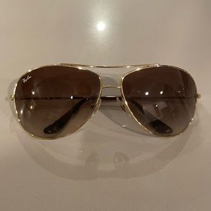 Ray Ban gold and brown aviator sunglasses style RB3293